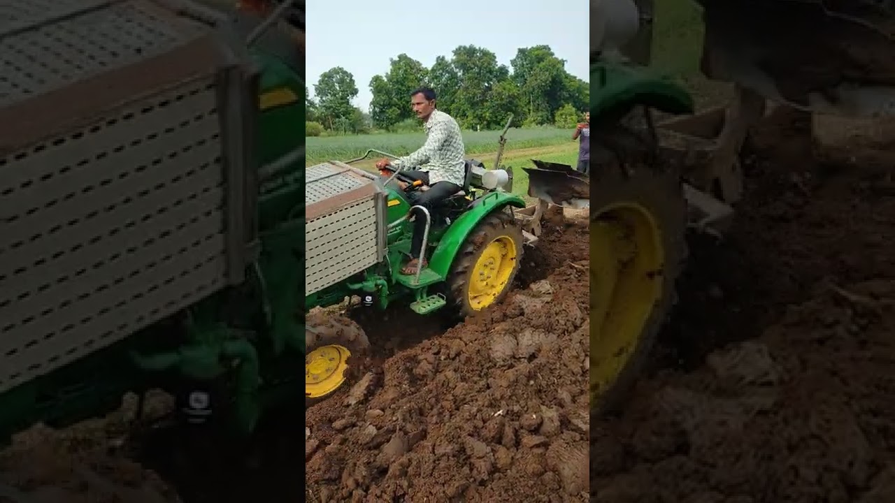 John deere mini tractor 3028 EN 28 HP 4 Wheel Drive mein plow on field | Youtube shorts