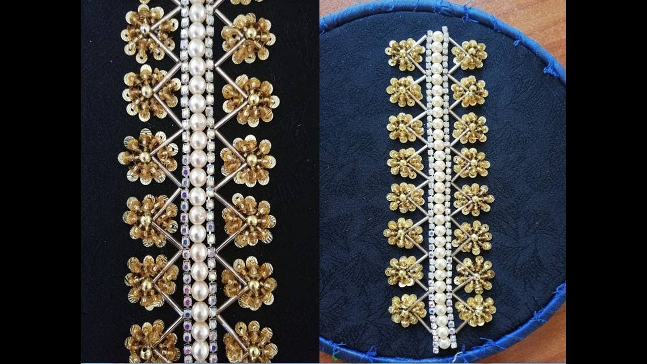 hand embroidery with beads and pearl