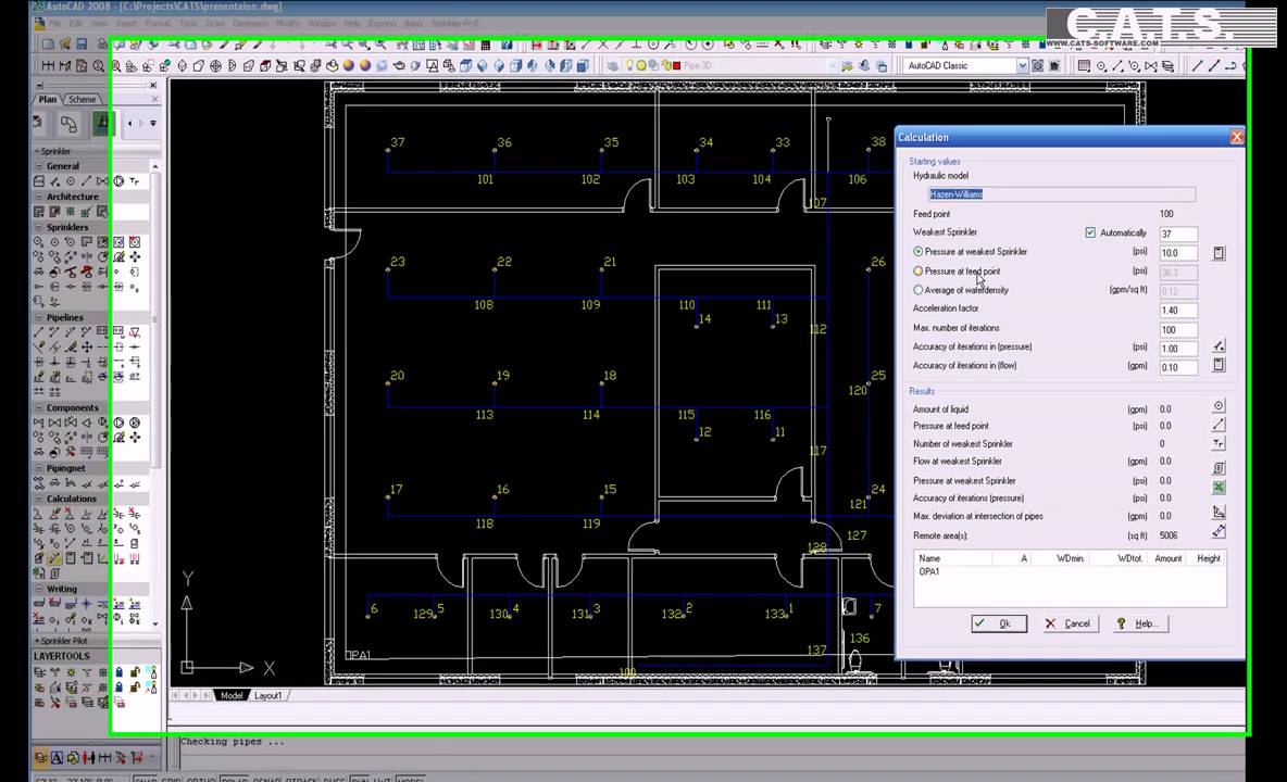 C.A.T.S. Software Fire Sprinkler presentation in 3D