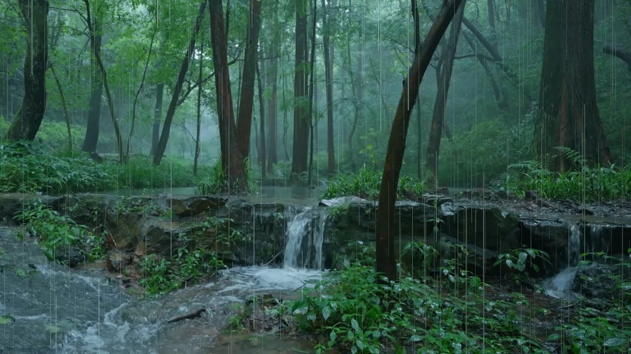 The streams and rain in the valley(41), sleep, relax, meditate, study, work, ASMR