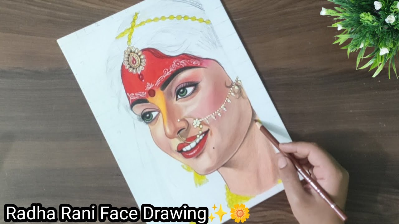 Radha Rani Drawing With Color Pencil✨🌼|Radha Rani Drawing Step By Step|Face Drawing Part 2