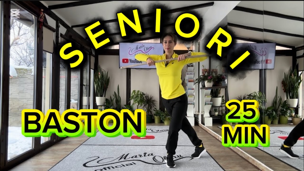 SENIORI ACTIVI/ex. în picioare cu baston/pune sângele in mișcare/mobilitate/echilibru/coordonare