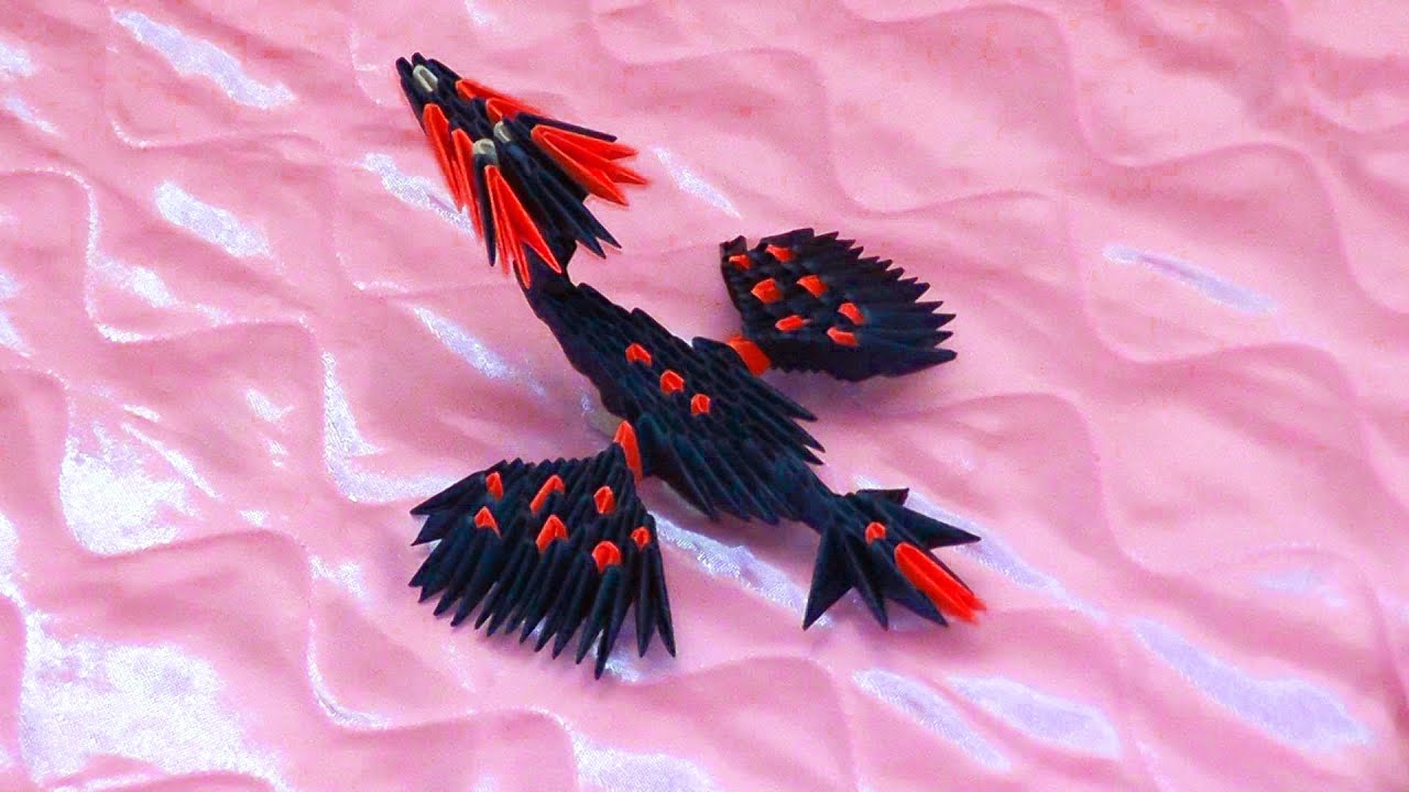 How to make a paper dragon with wings. 3D origami tutorial
