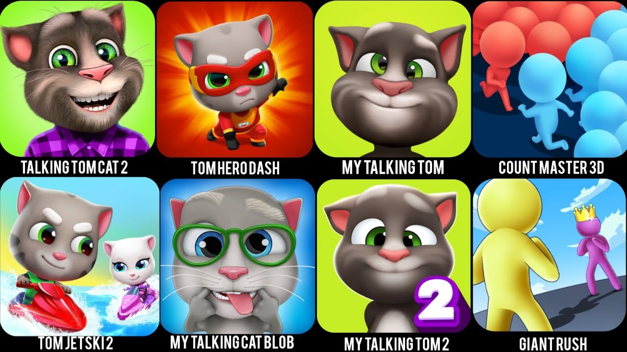 Tom Hero Dash⭕️💥⭕️ Talking Tom Cat 2,My Talking Tom,Count Master 3D,Tom Jetski 2,My Talking Cat...