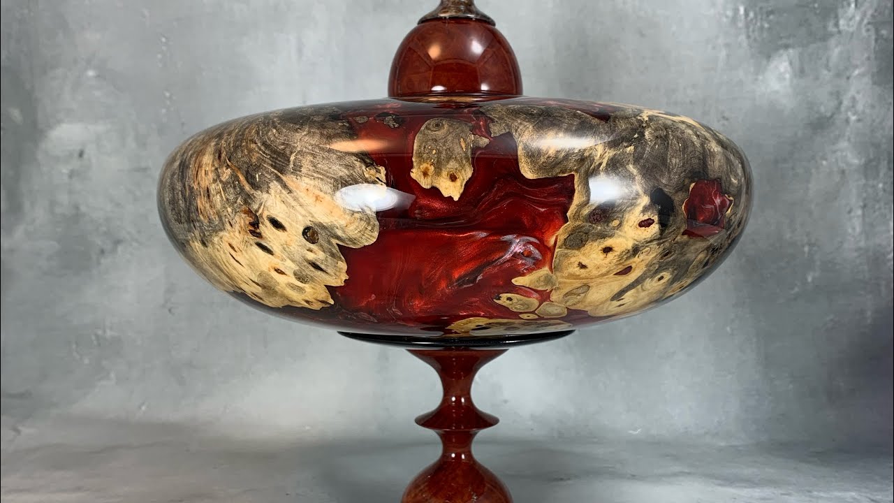 Buckeye burl hollow form - Woodturning stabilized burl in Alumilite epoxy