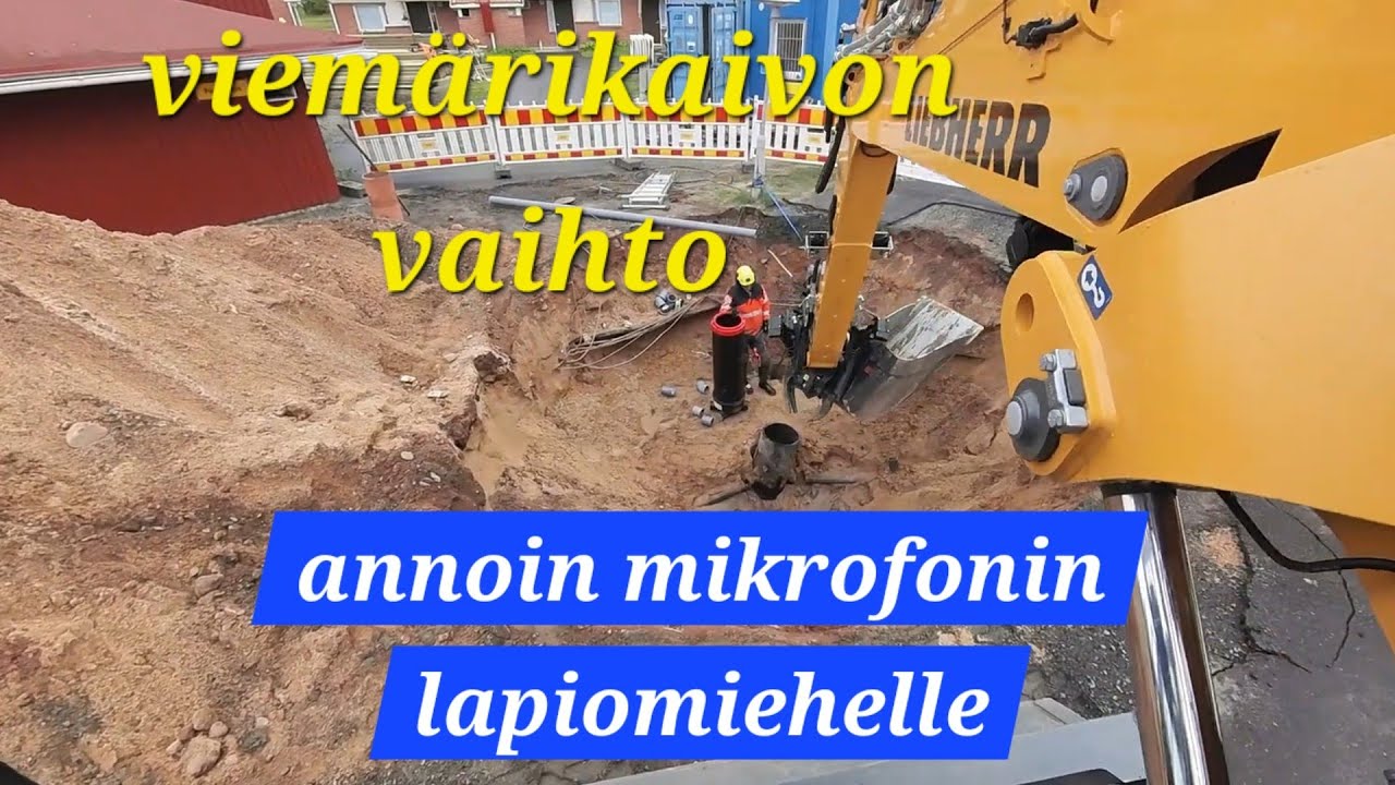 Viemärikaivon vaihto. replacement of the sewage well. Liebherr 918 + engcon.