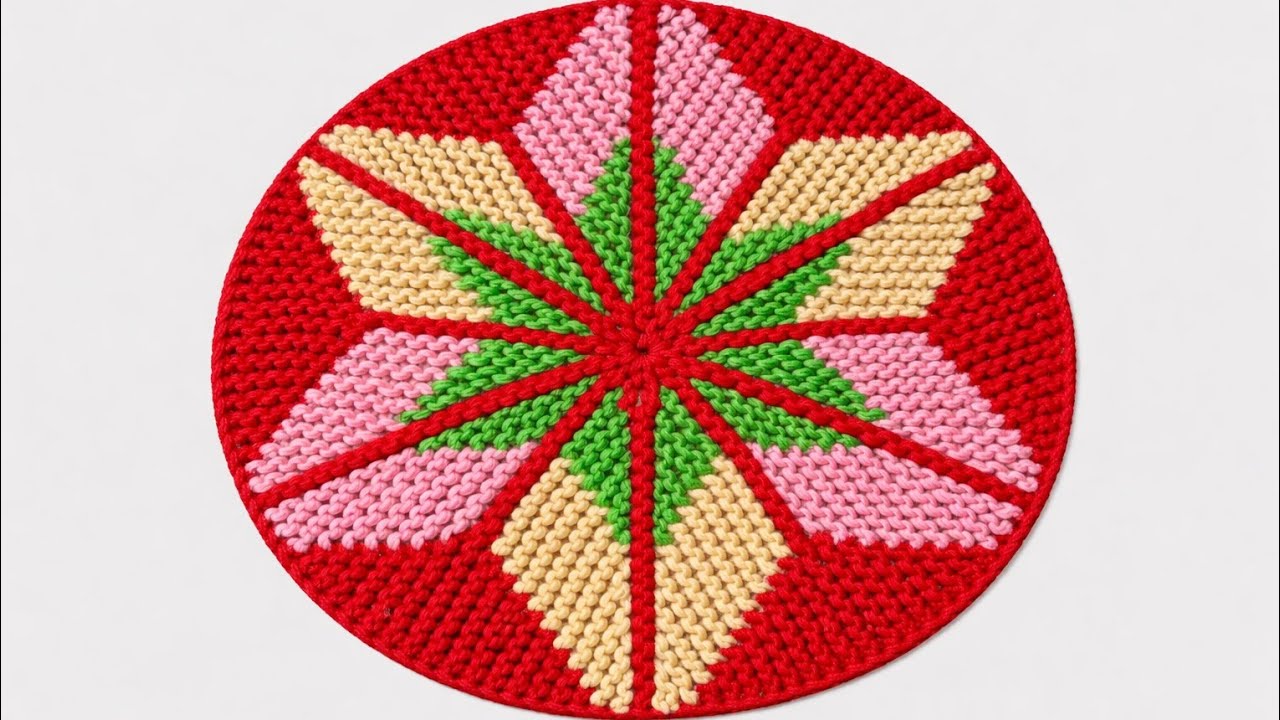 एकदम अलग से डिजाइन का डबल पत्ती का गोल पायदान बनाना सीखे।  Doormat new design ।