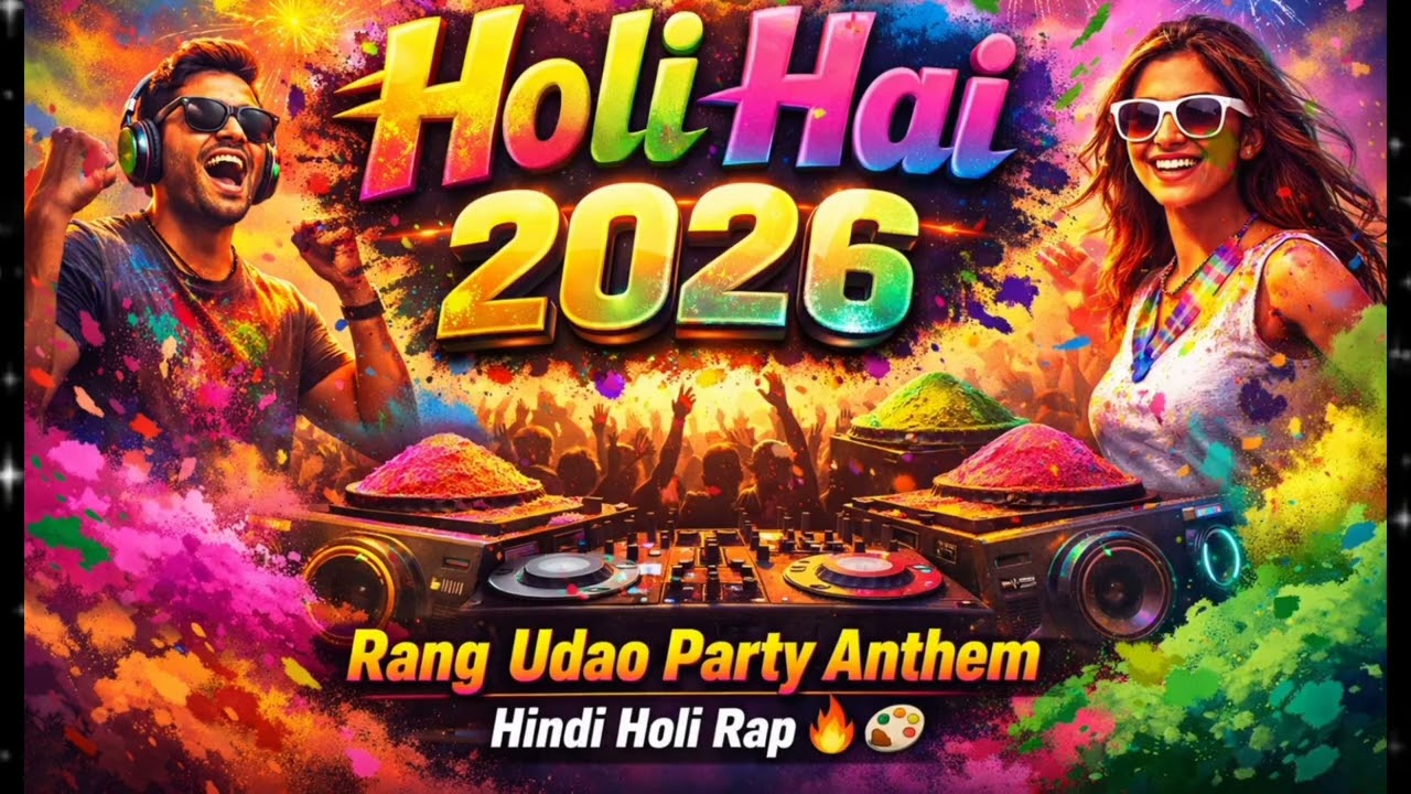 Holi Hai 2026 – Hard Bass DJ Drop | Rang Udao Party Anthem | Hindi Holi Rap 🔥🎨