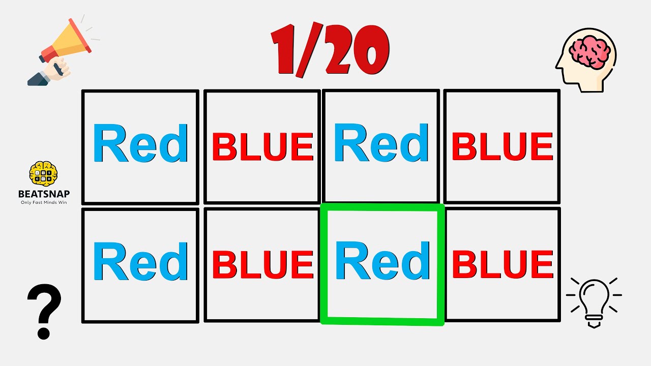 Say The Color on Beat Not the WORD 🔥 Rhythm Brain Test | Easy → Hard |Level 1-20