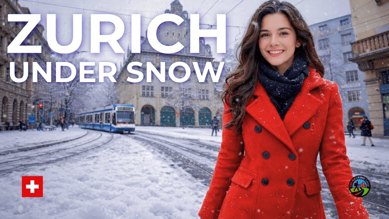 🇨🇭 Zurich Under Snow 4K Walking Tour – Snowy Bahnhofstrasse Full Tour