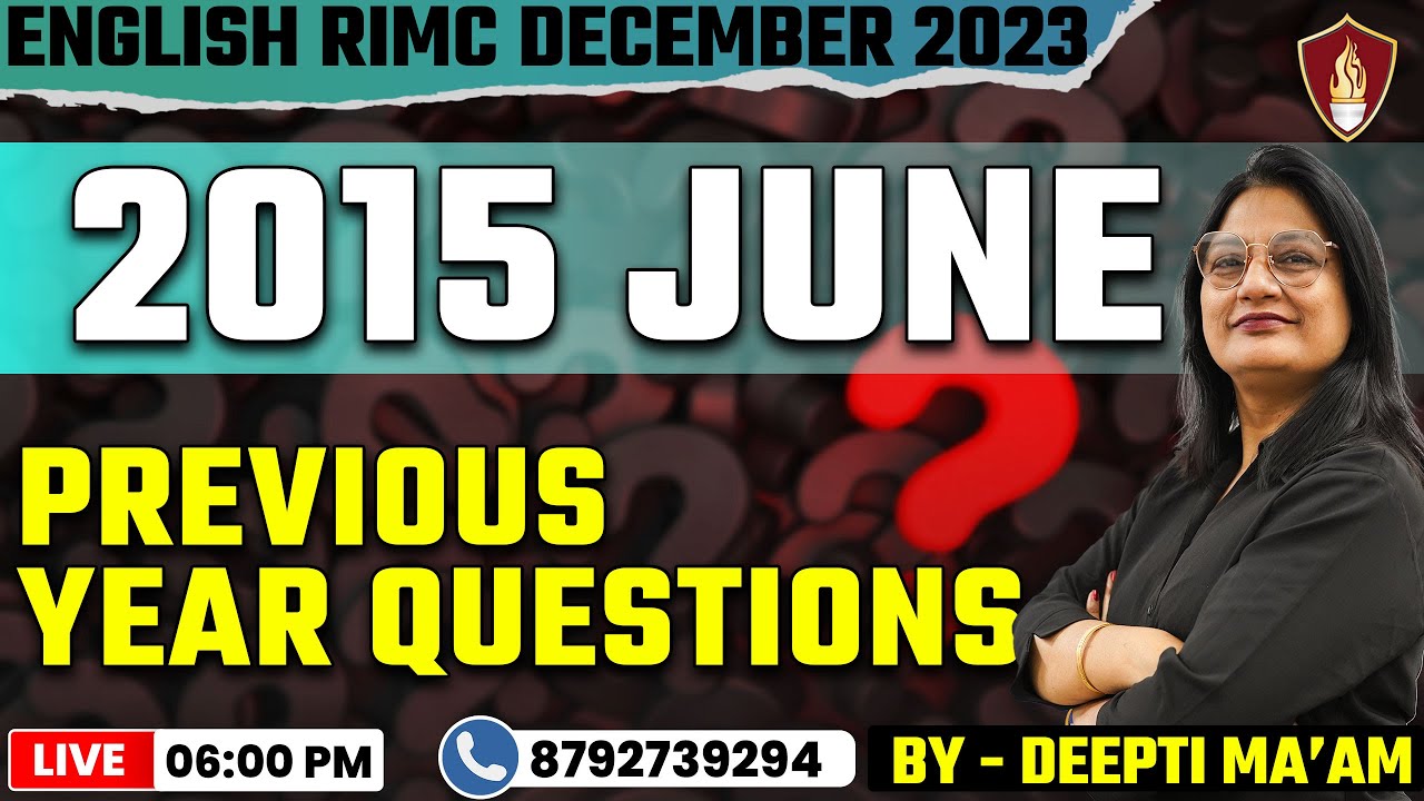 June 2015 Previous Year Questions | RIMC English | RIMC Online Coaching | RIMC Dec 2023