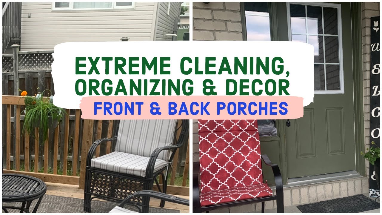 EXTREME OUTSIDE CLEANING, ORGANIZING, DECORATING/ Porch and deck makeover and refresh/ clean with me