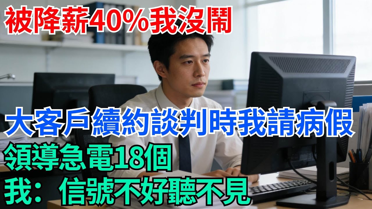 被降薪40%我沒鬧，大客戶續約談判時我請病假，老闆急電18個，我：信號不好聽不見【奇趣天下】#職場逆襲#職場智慧#爽文職場#工作日常#完結爽文