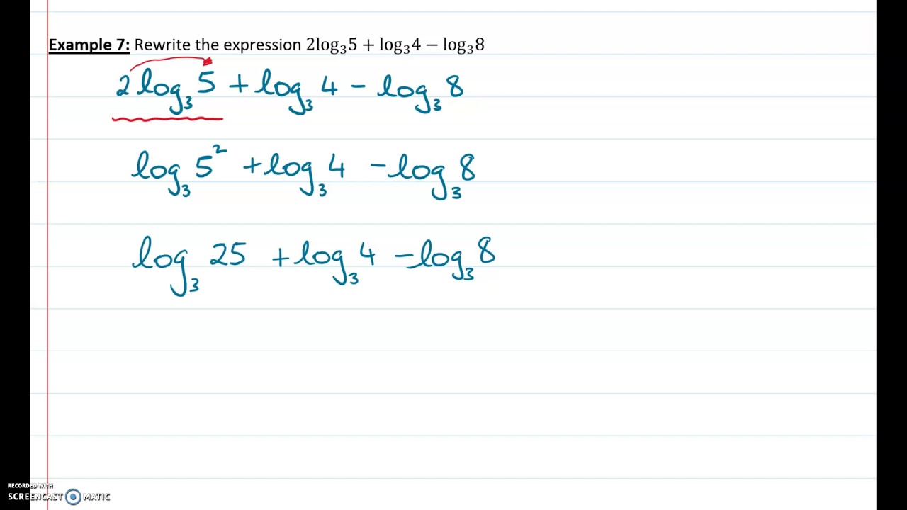 Simplifying Logs - Addition, Subtraction, Powers