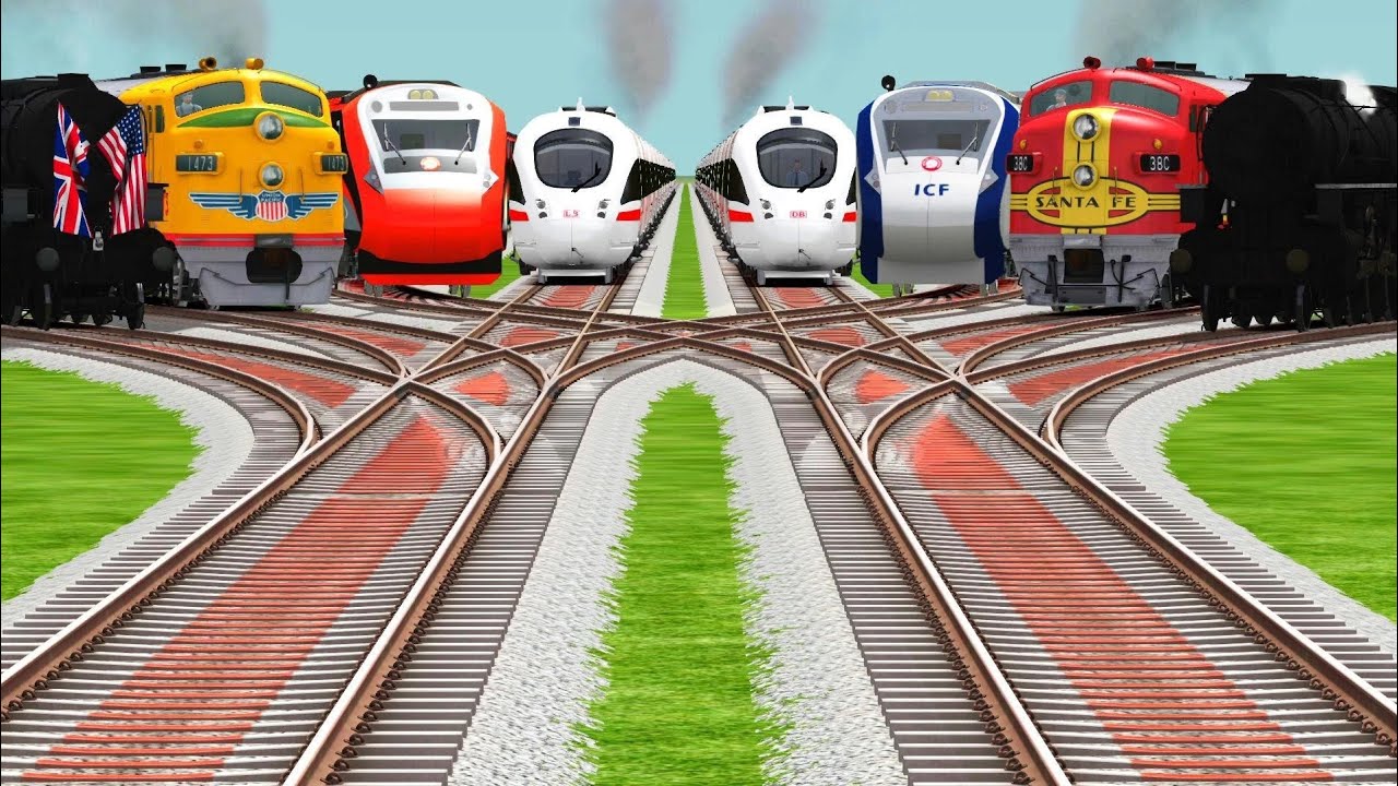 VANDE BHARAT EXPRESS CROSSING AT DIAMOND 🟡 RAILROAD TRACKS || train game ll train simulator classic 