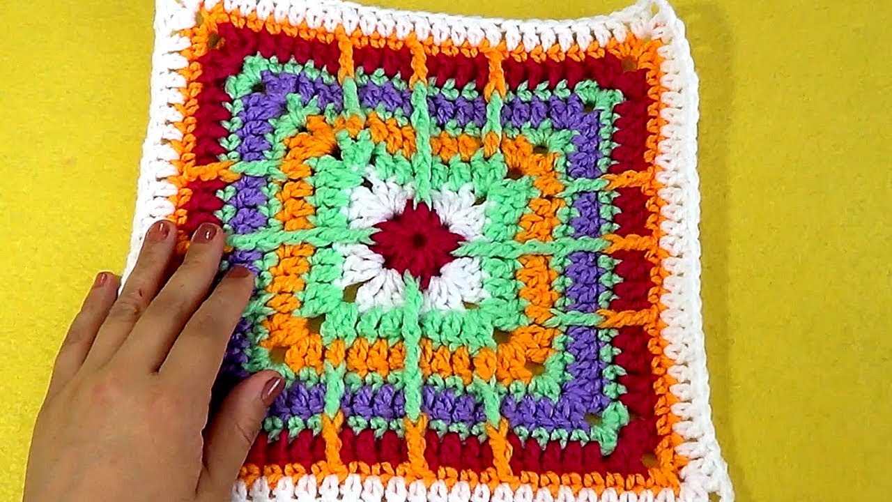 CUADRO TEJIDO A CROCHET PASO A PASO CON PUNTOS EN RELIEVE INTERCALADOS FACIL
