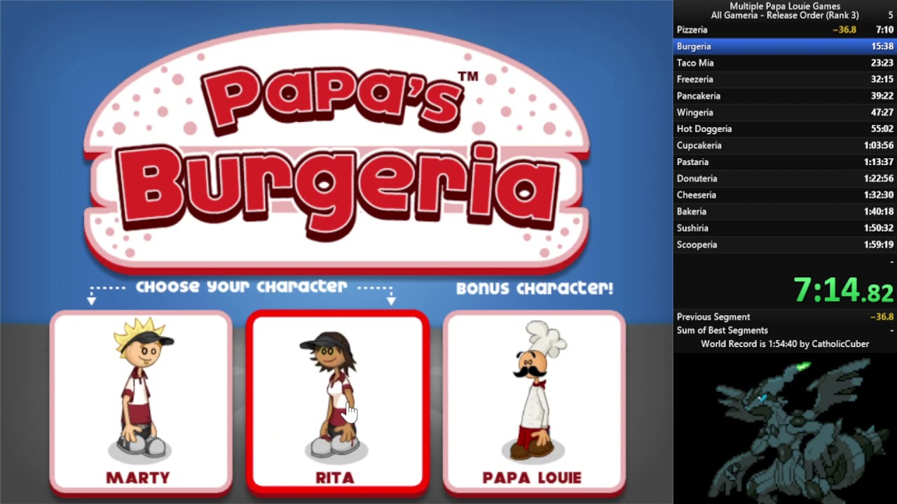 All Papa Louie Gamerias - Release Order Rank 3 (World Record - 1:50:15)