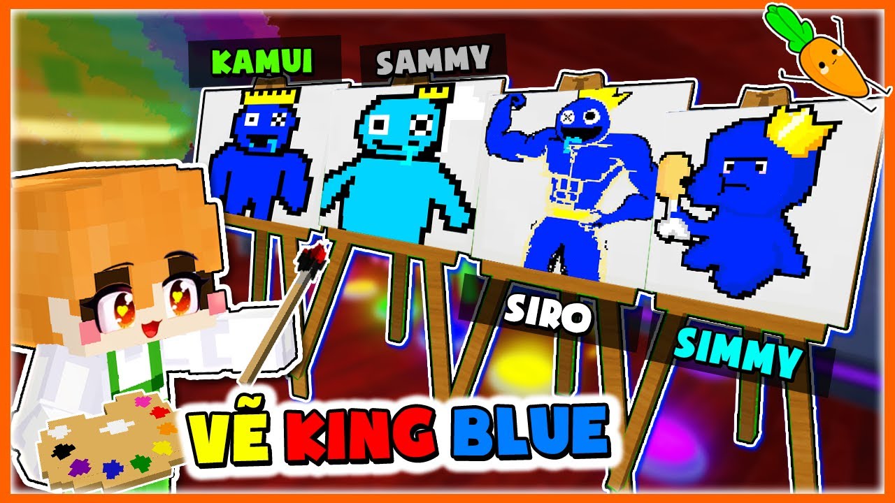 Kamui và Hero Team Thử Thách Vẽ KING BLUE, GREEN, ORANGE, PURPLE Trong Rainbow Friend Minecraft