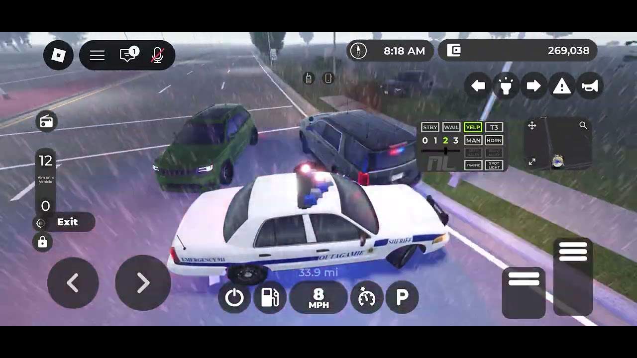 Patrolling and pursuing vehicles in Greenville 
