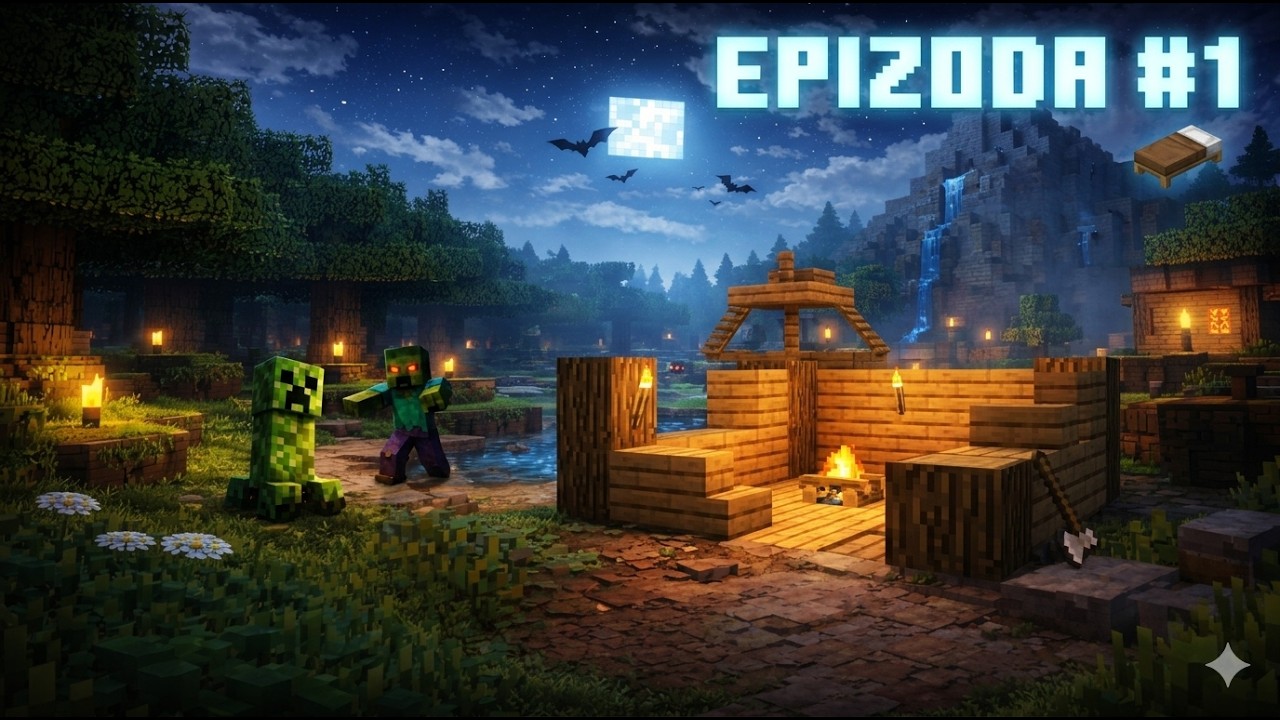 Minecraft survival GAMEPLAY serie #1 – Přežiju první noc?