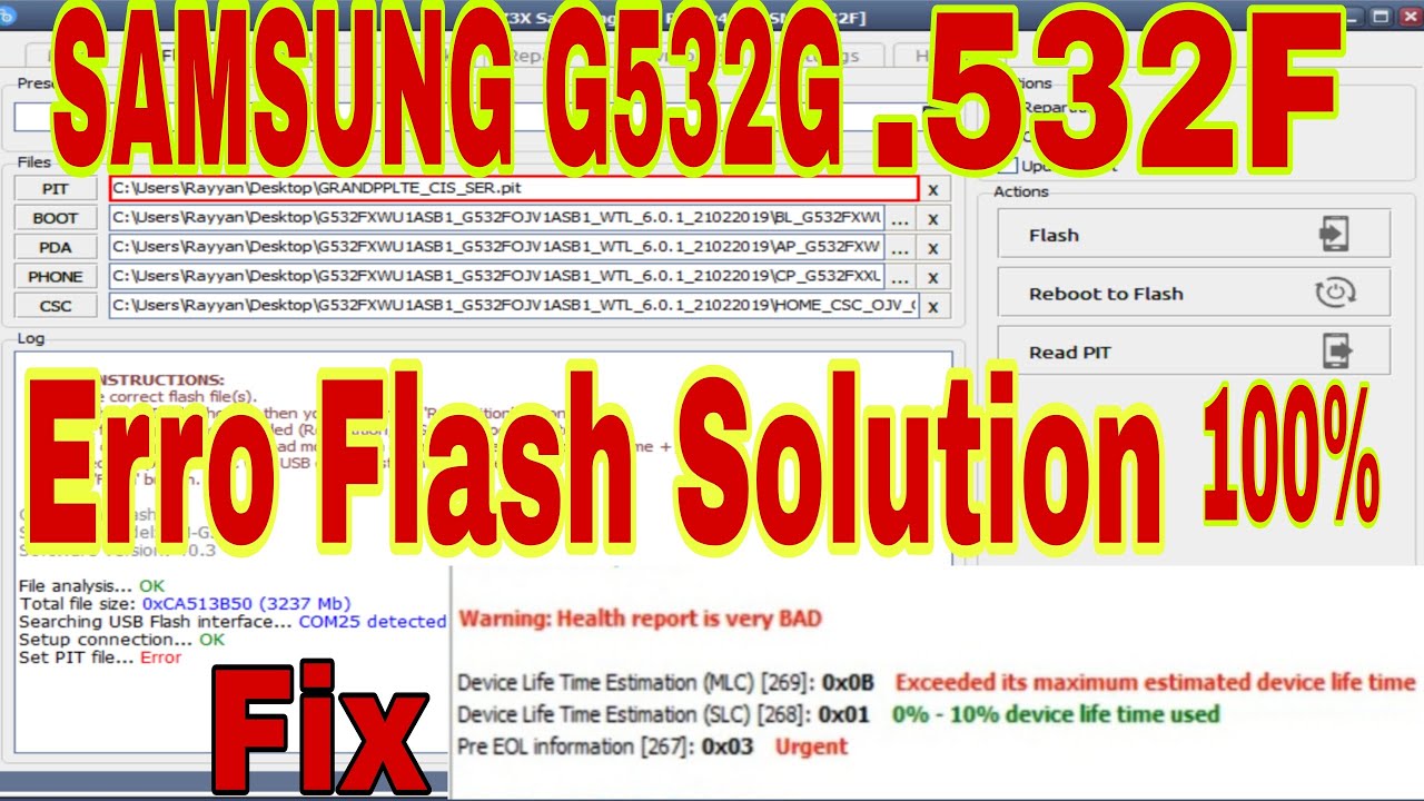 Samsung G532G Flash Error PIT File Solution 100%