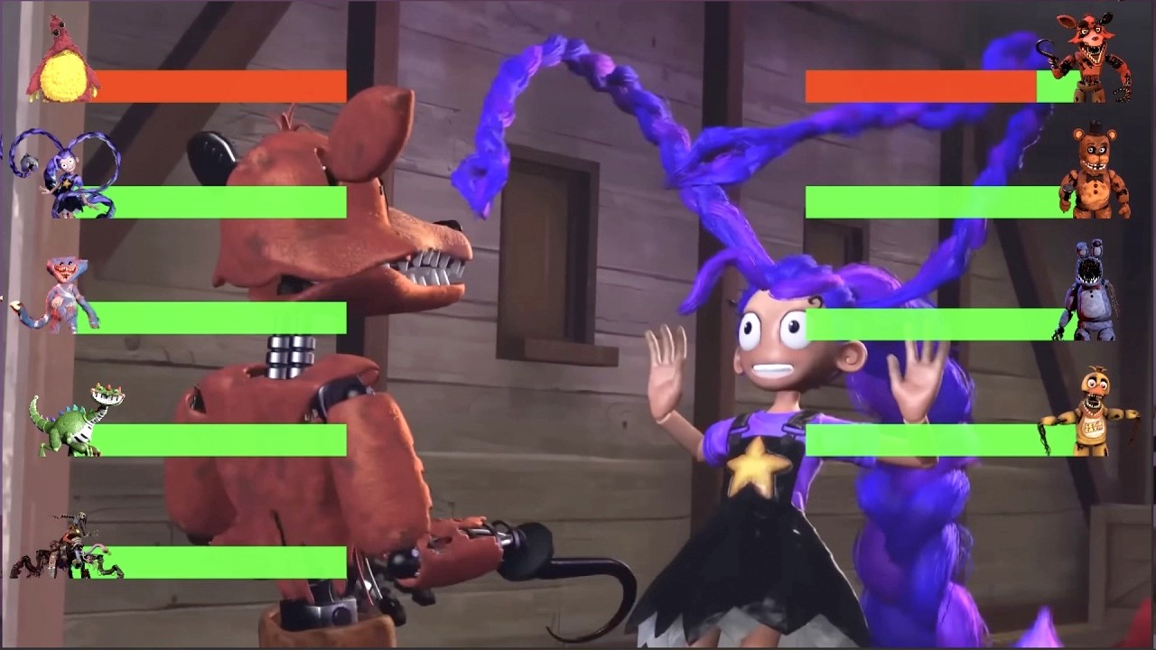 Top 10 FNaF vs Poppy Playtime Chapter 5 Fighting Animations with Healthbars