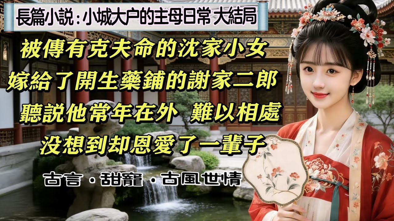 5長篇小說：《小城大戶的主母日常》大结局 白河鎮的沈家小女，嫁給了平山縣開生藥鋪的謝家二郎，聽說他常年在外，家道中落，沒想到婚後很恩愛，相當恩愛，恩愛了一輩子。