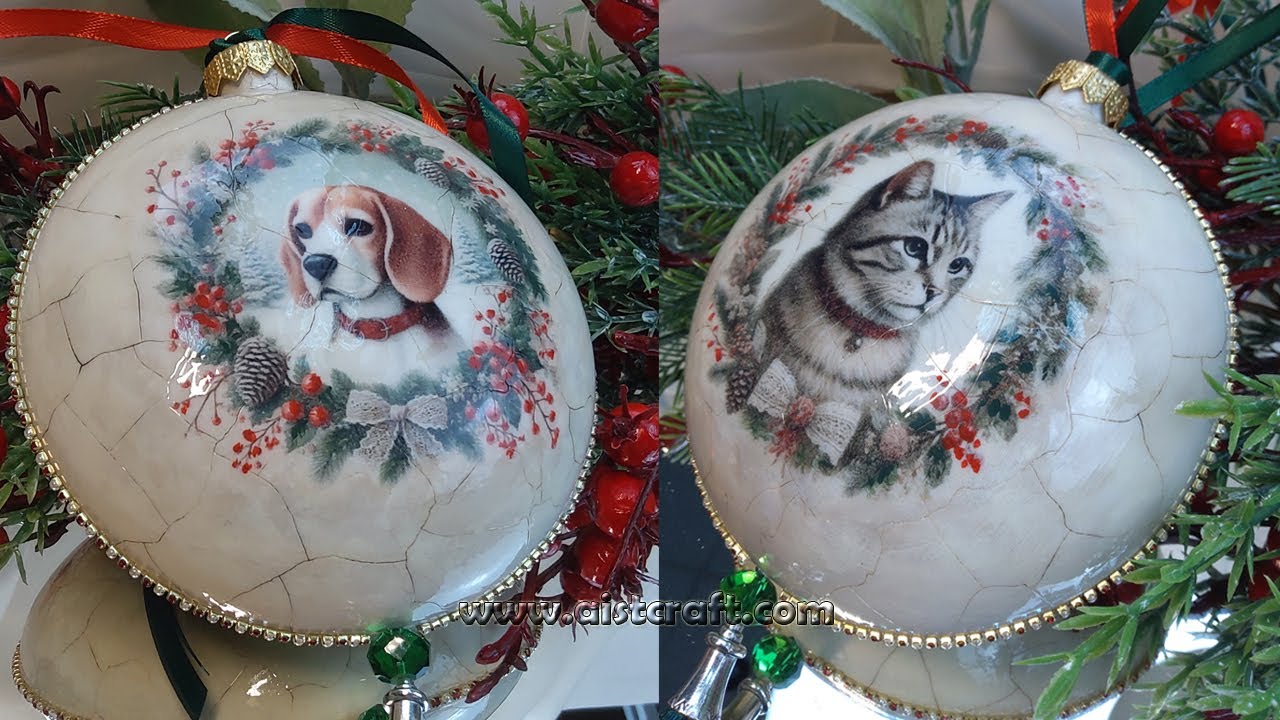 Рождественские елочные шары, украшения, поделки 🎄 Мастер-класс по декупажу