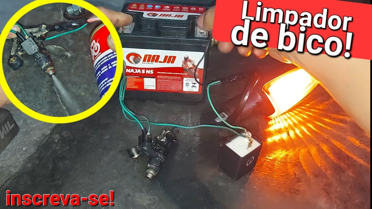 Limpando bico injetor com relé do pisca