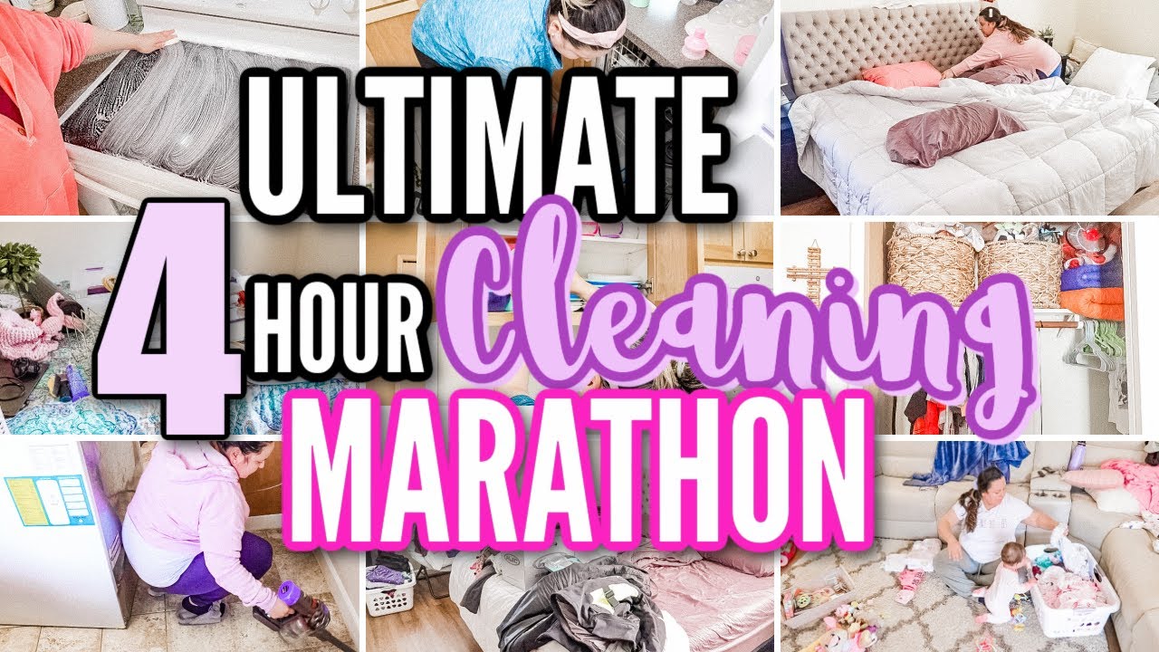 4 HOUR CLEANING MARATHON!! THE ULTIMATE CLEAN WITH ME | EXTREME CLEANING MOTIVATION