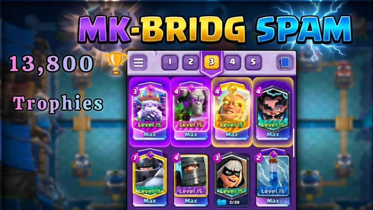 Push 13,800 trophies 🏆, with MK-bridg spam.