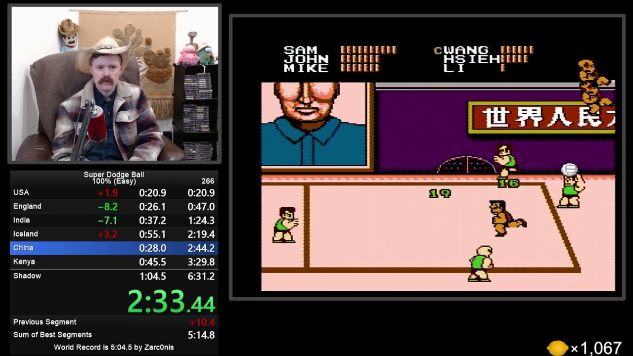 Super Dodgeball (NES) speedrun in 6:18 by Arcus