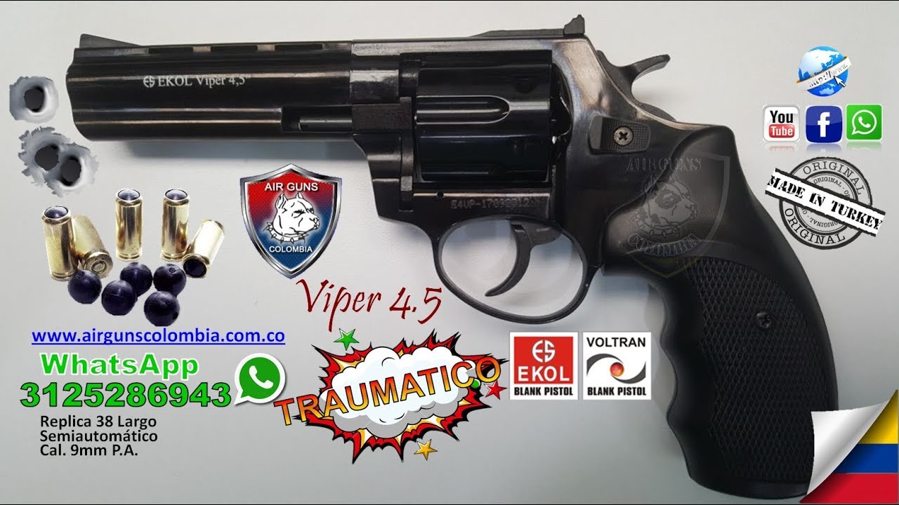 Revolver Traumático Ekol Viper 4.5" 9x22 380R, Prueba de Ensayo│WhatsApp 3125286943│Airguns Colombia