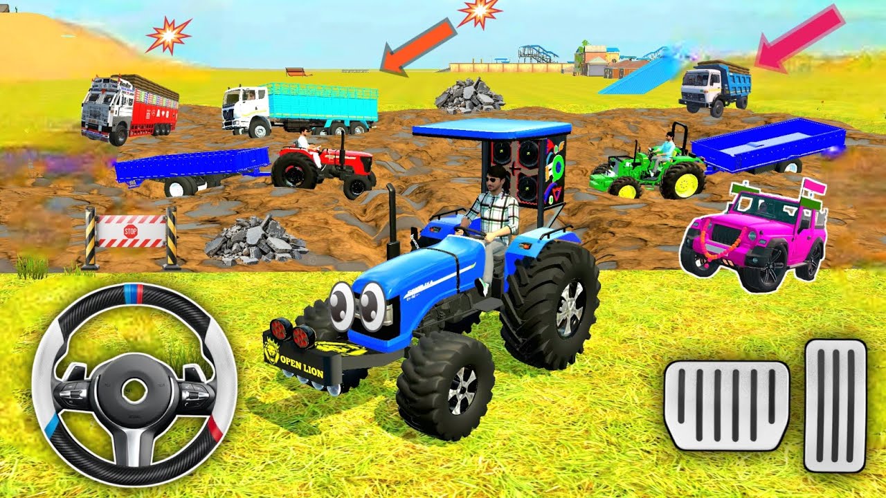 😍Drive JCB And Unloading Stone From Dumper Truck In Game🏗💥#dumper #tractor #jcb #truck #gameplay 
