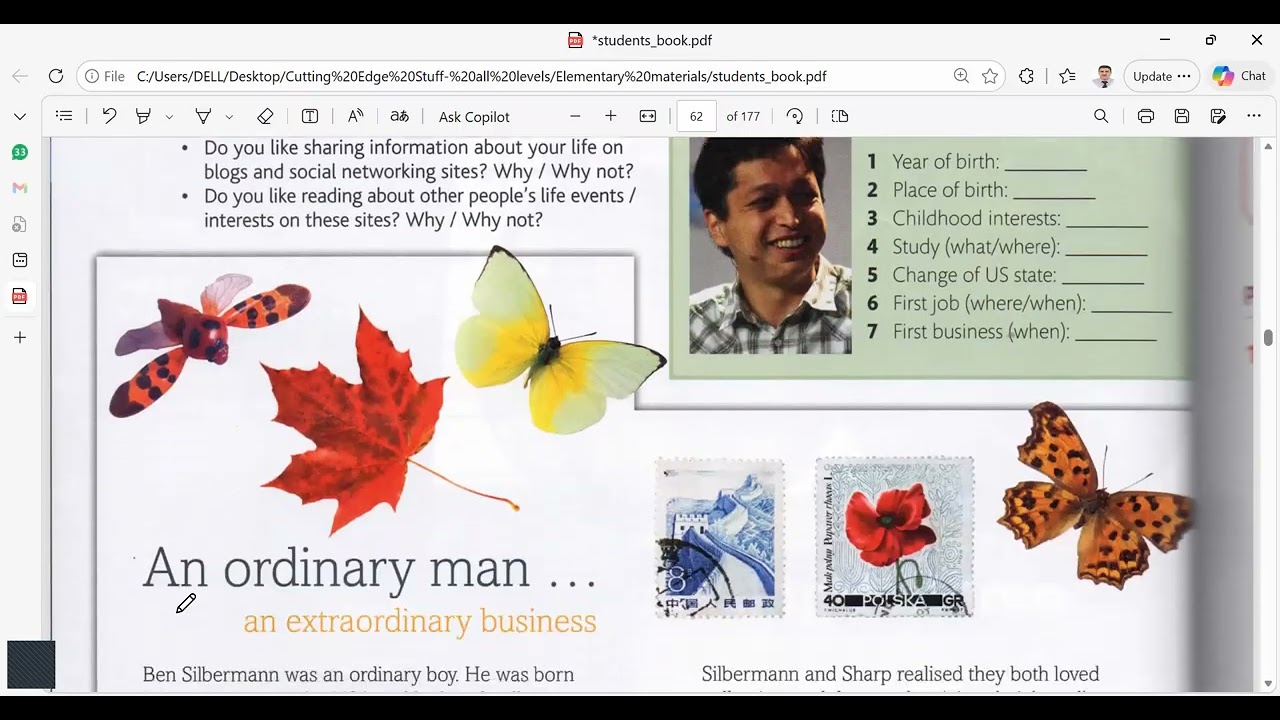 A1Level-Elementary Cutting Edge- How to describe Life events- Ben Silbermann-Pinterest Company