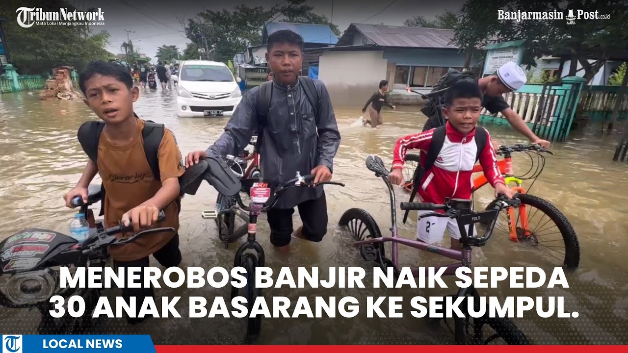 Nekat Menerobos Banjir, 30 Anak asal Basarang Bersepeda Menuju Sekumpul demi Momen 5 Rajab 2025