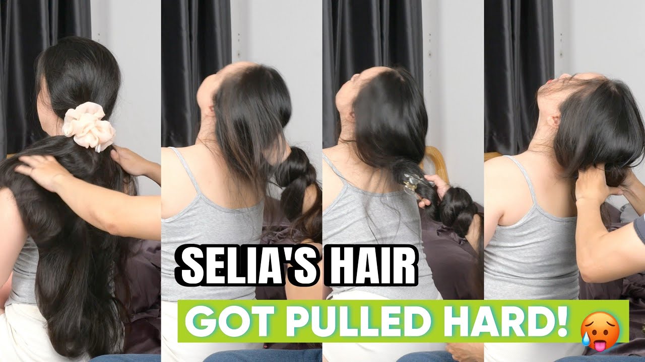 [TRAILER] Hairplay session by a man - Selia had her hair PULLED HARD!