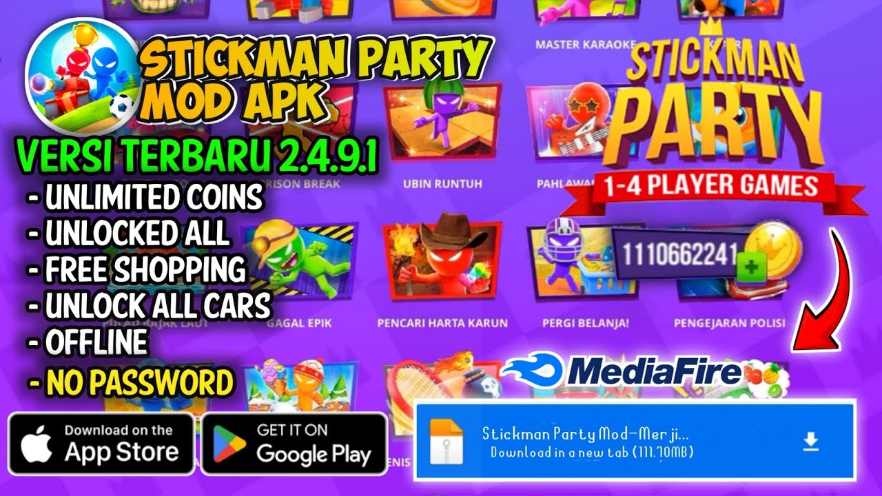 New Mod‼️ Stickman Party Mod Apk Versi 2.4.9.1 Terbaru 2025 | Unlimited Money & Unlocked All