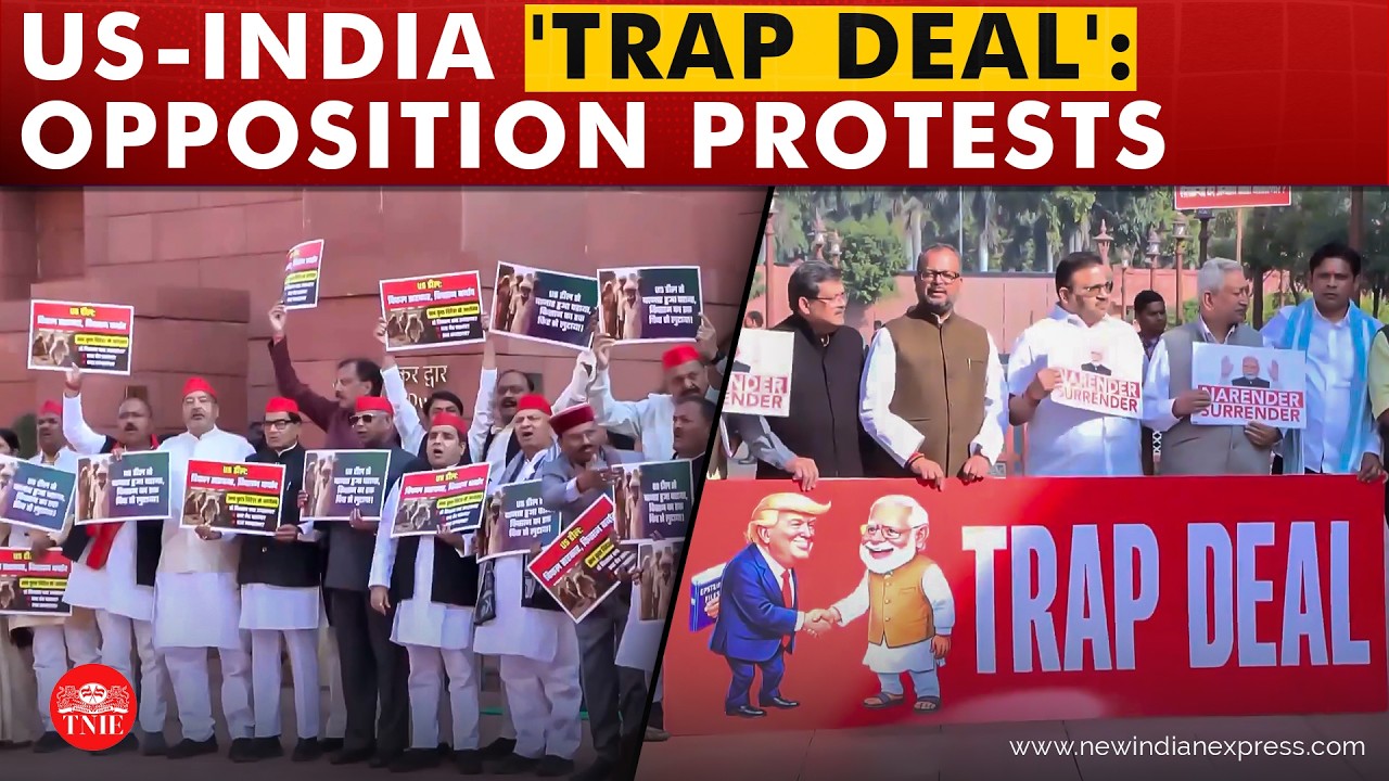 Opposition staged protests outside parliament, demand statement on concessions in US-India deal