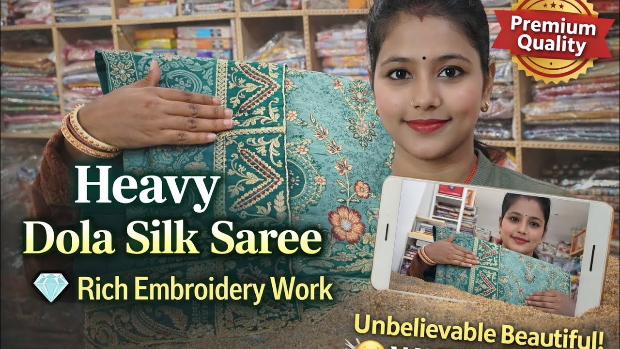 Heavy Dola Silk Saree 😍 | शानदार कढ़ाई | Premium Quality | Live Saree Show