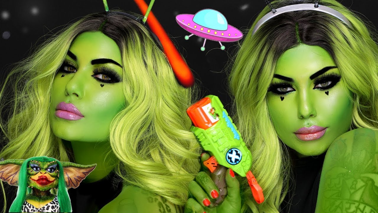 👽 ИНОПЛАНЕТЯНИН НА ХЭЛЛОУИН 🎃 или, по-настоящему, Грета-гремлин. Простой урок макияжа на Хэллоуин...