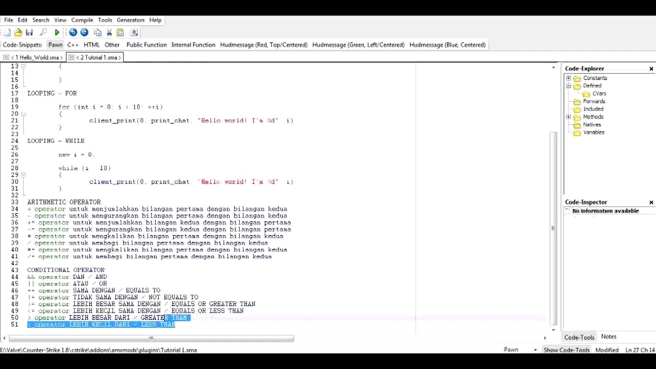 AMX Mod X Tutorial 1 - Pawn Basic
