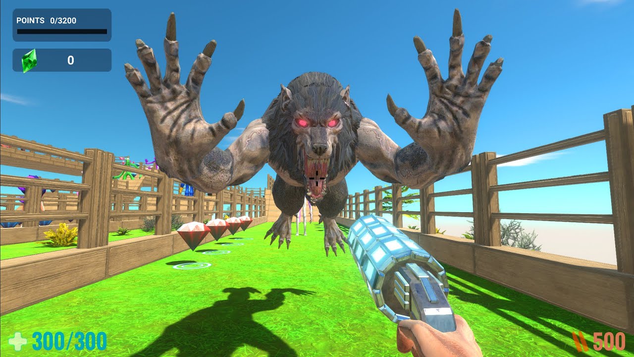 FPS Avatar with Pulse Blaster weapon vs Creepy Monster - Animal Revolt Battle Simulator