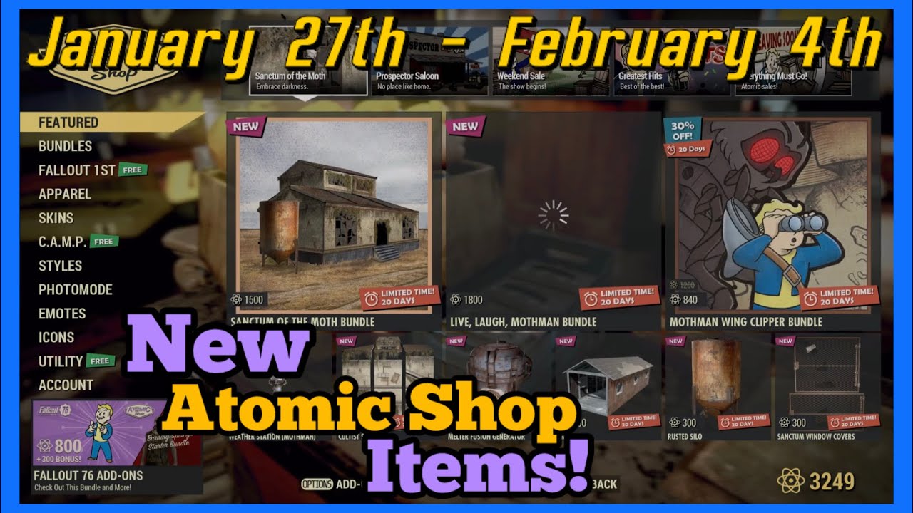 Fallout 76 | Atomic Shop Rest | January 27th - February 4th