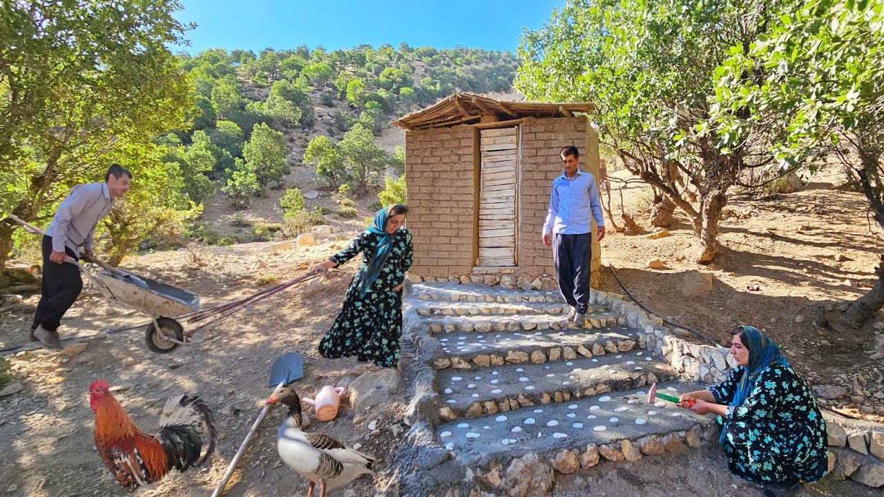 Asghar's Stone Masonry & Halimeh's Traditional Cooking | Real Nomadic Life 🪨🍲🏔️❤️
