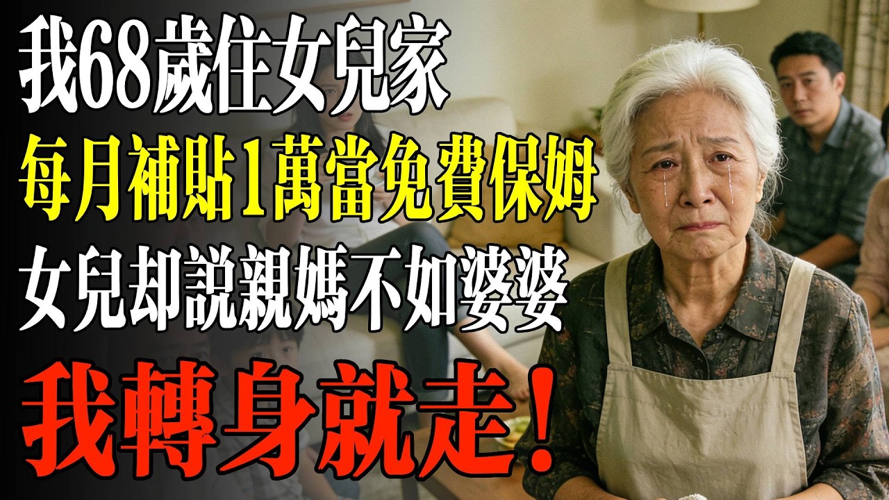 我68歲住女兒家，每月補貼1萬當免費保姆，女兒卻當衆說親媽不如婆婆，我轉身就走！#幸福 #人生 #故事 #老年 #退休後 #情感 #人生感悟 #養生 #哲理 #老年生活