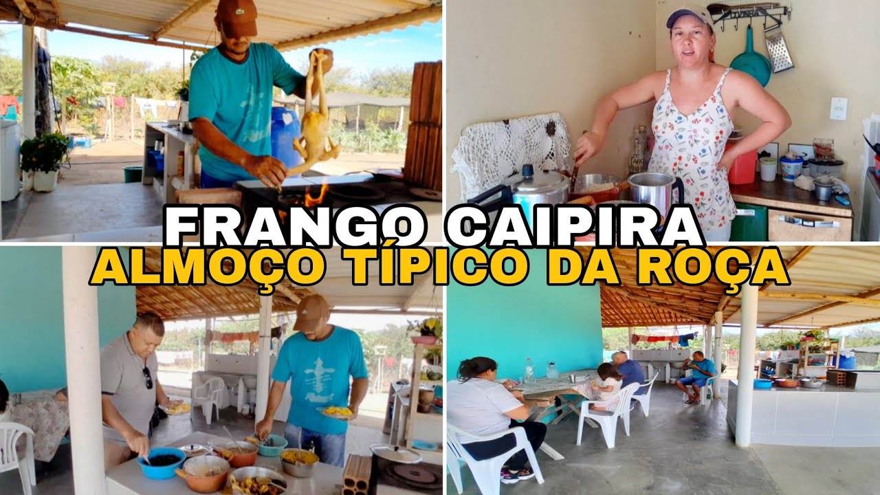 tradição famíliar, almoço na roça, fogão a lenha aceso , frango caipira,fava verde Vida caipira