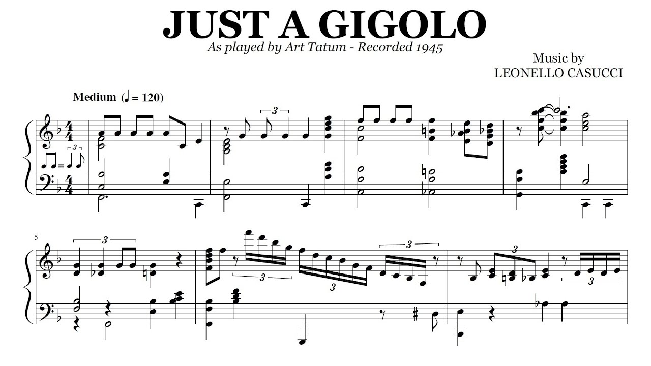 Art Tatum - Just A Gigolo | Jazz Piano Transcription