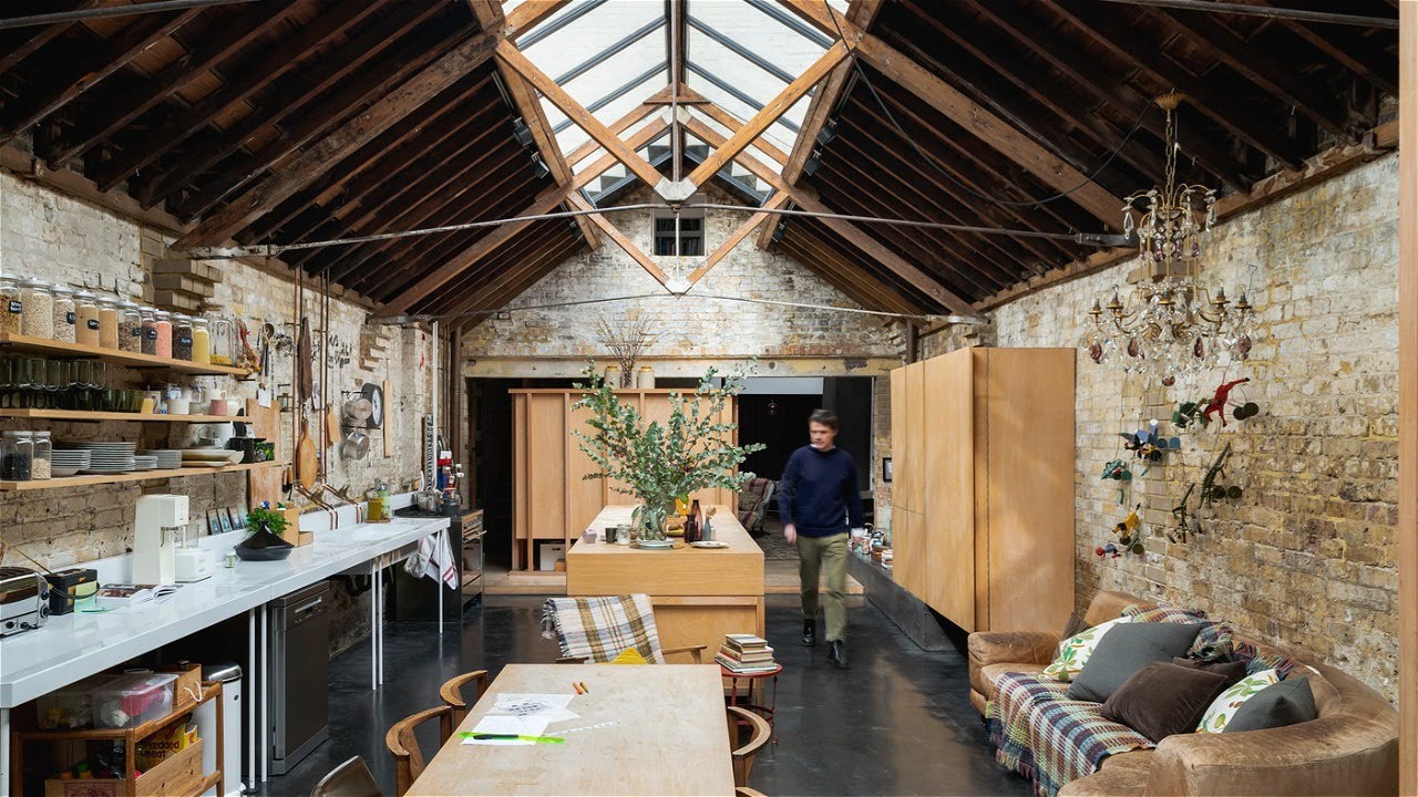 See Inside Jonathan Tuckey's COURTYARD HOME | An architectural Designers Converted Industrial Shed