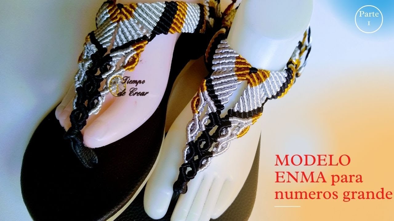 SANDALIA EN MACRAME, modelo enma para número grandes. PARTE 1